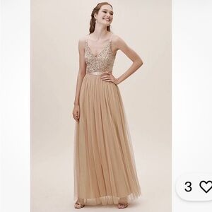 Anthropologie X BHLDN Beaded Sequin Tulle Maxi Gown Dress. XS